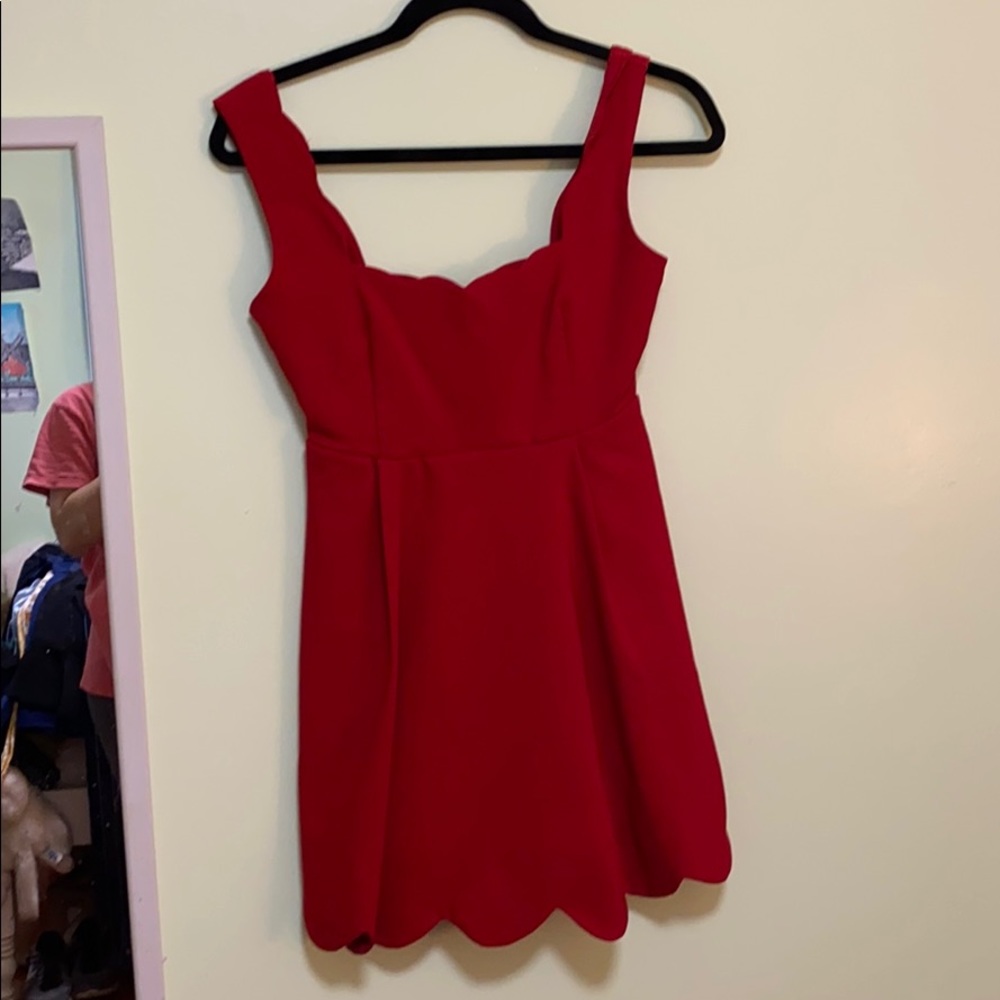 Nasty Gal Red Scalloped Dress